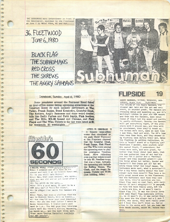 ANGRY SAMOANS Metal Mike Scrapbook 1980 – P.J. Galligan on Lead Guitar Page 10